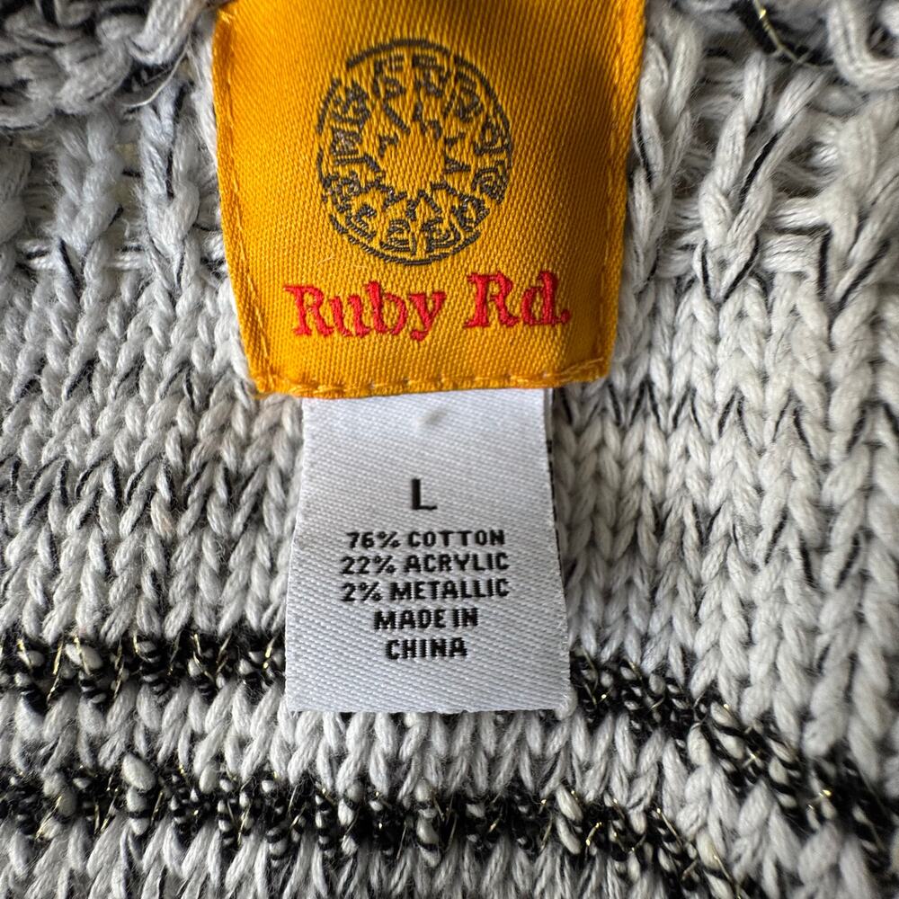 Ruby Rd Black, White And Metallic Open Cardigan S… - image 6